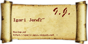 Igari Jenő névjegykártya